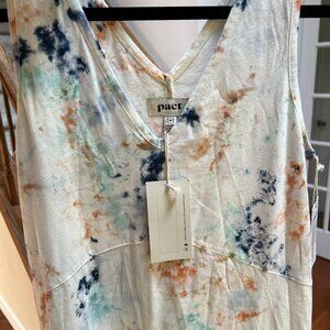 Pact Women's Blue Ice Dye Far Out Tie-Dye Midi Dress M NWT